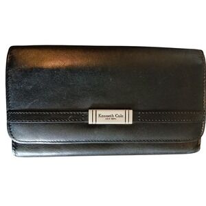 Kenneth Cole New York Black Genuine Leather Clutch Wallet -Credit Cards Ect #906